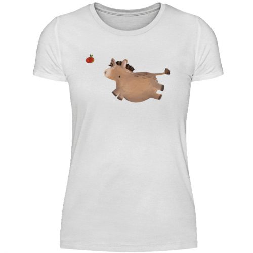 Esel mit Apfel - Damenshirt-3