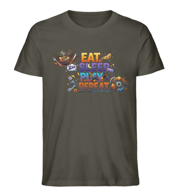 Eat, Sleep, Play, Repeat. - Herren Organic Shirt-7072