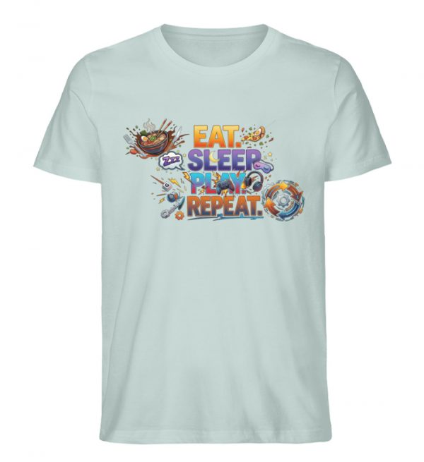 Eat, Sleep, Play, Repeat. - Herren Organic Shirt-7033