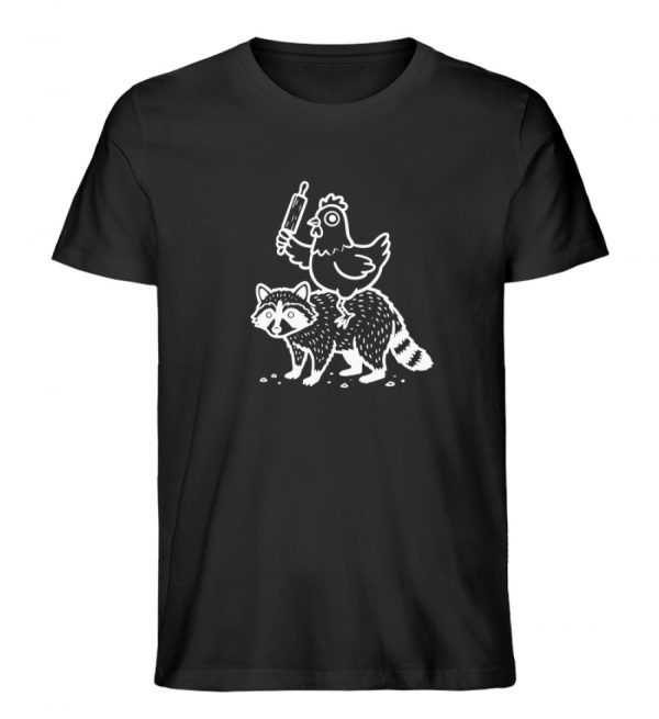 Huhn auf Waschbär - Dark Edition - Herren Organic Shirt-16