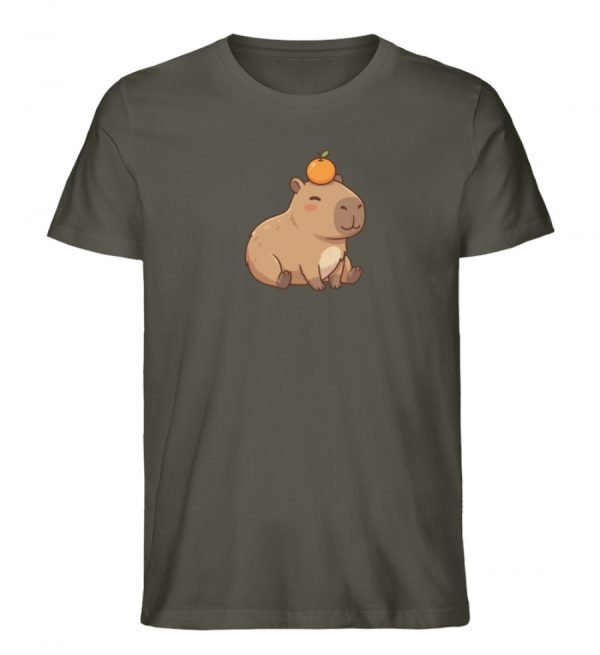 DR9ABADMSP_STTU758-7072 Capybara mit Orange - Herren Organic Shirt-7072