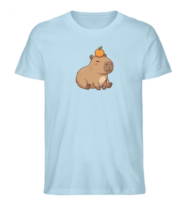 DR9ABADMSP_STTU758-6967 Capybara mit Orange - Herren Organic Shirt-6967
