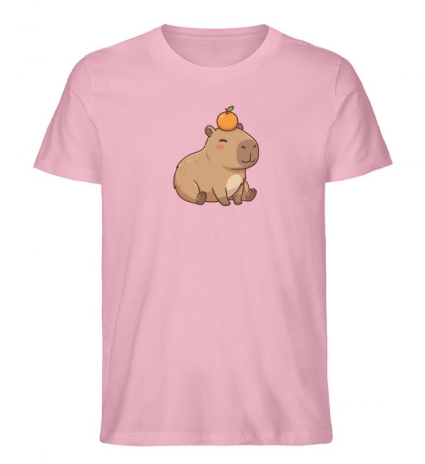 DR9ABADMSP_STTU758-6883 Capybara mit Orange - Herren Organic Shirt-6883